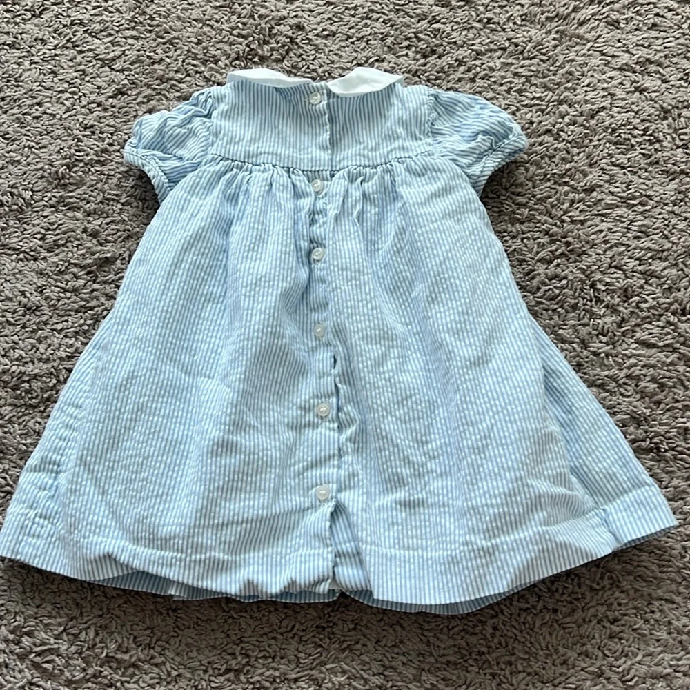 Heirloom Collection Blue Striped Baby Smocked Dress - Picture 5 of 5